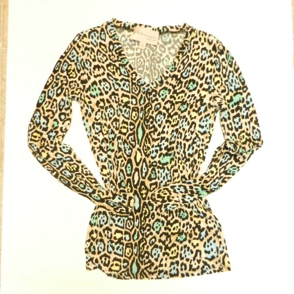 Animal Print V neck Knit Sweater